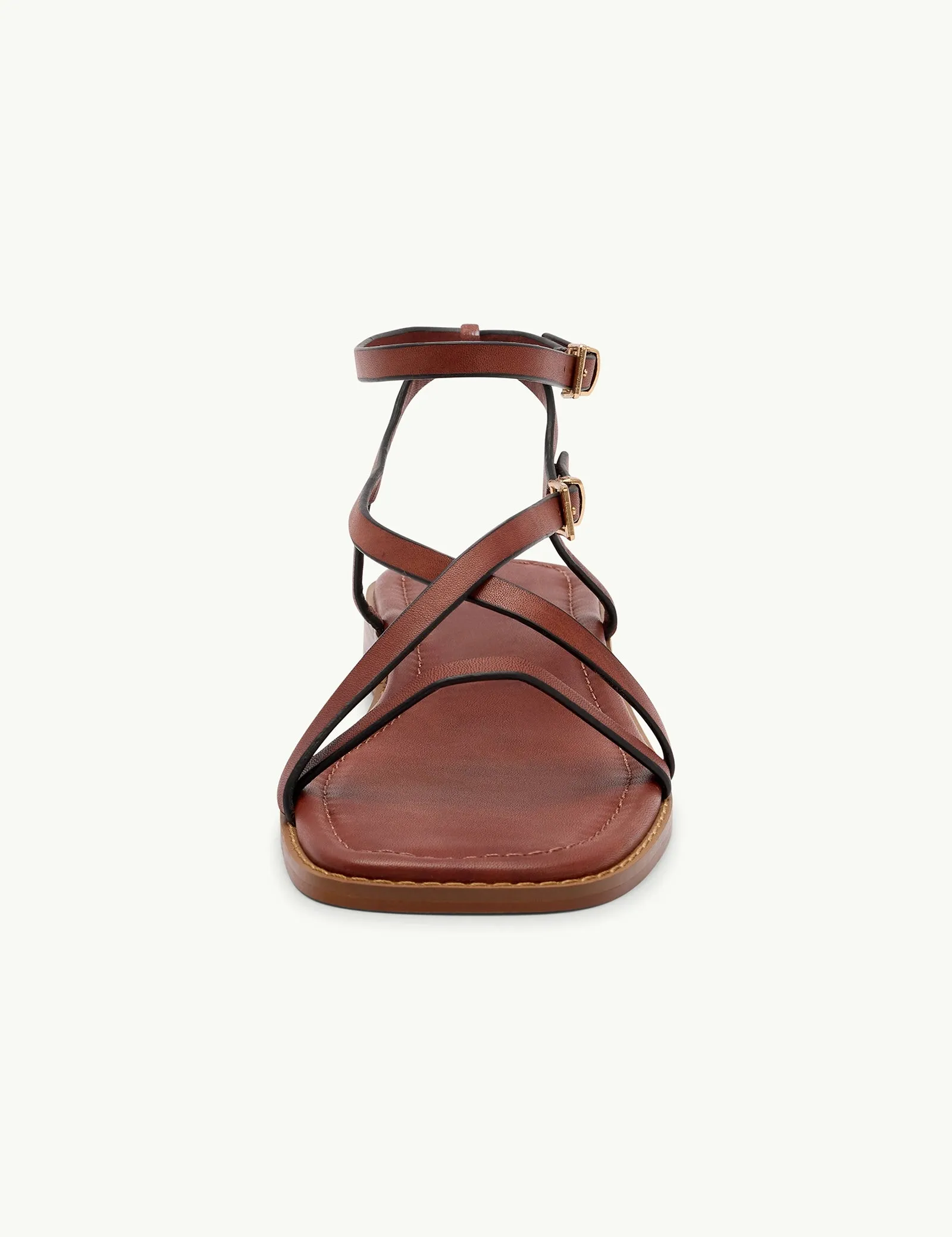 Brown Leather Square Toe Strappy Sandals sold by Nobody's Child product image thumbnail 4