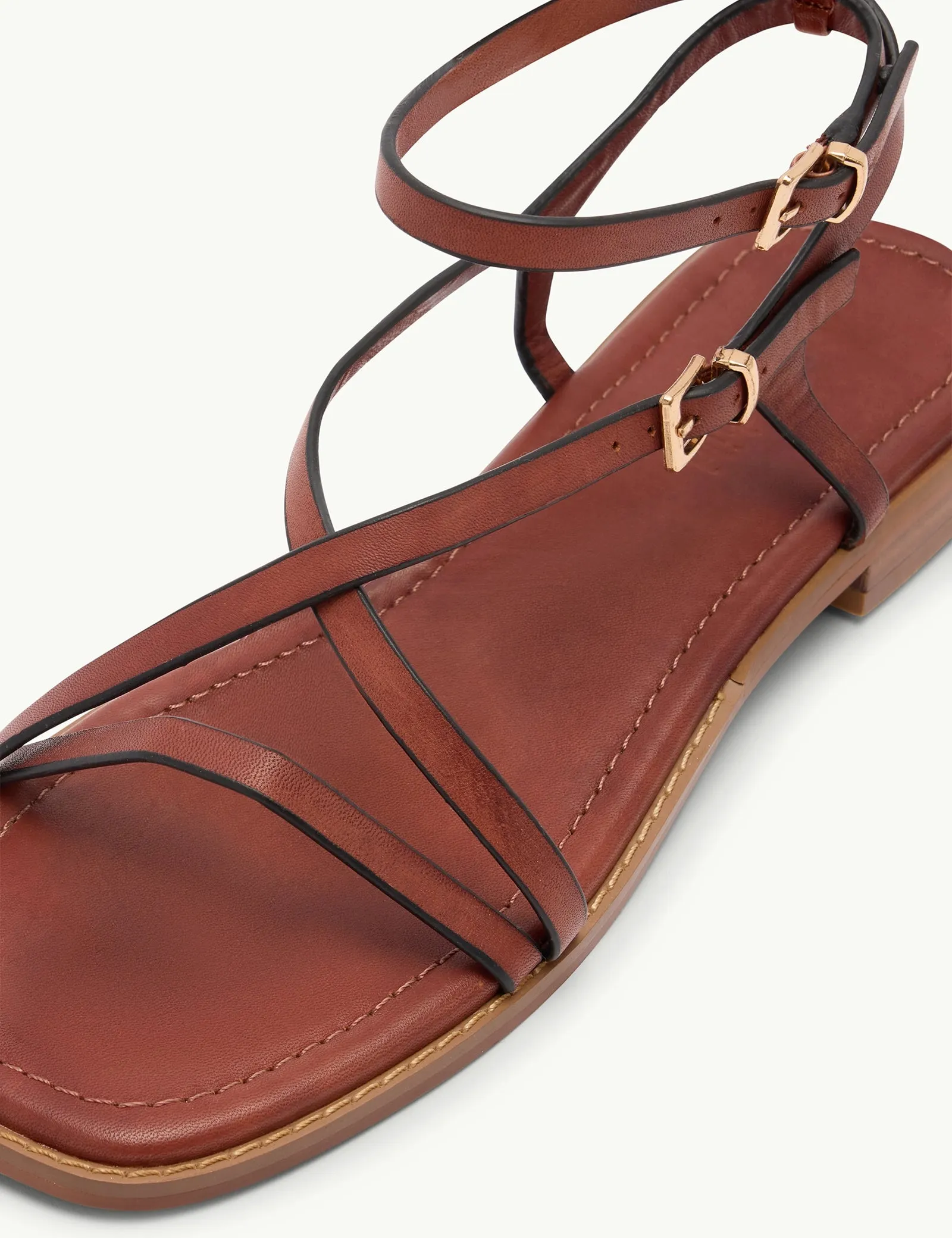 Brown Leather Square Toe Strappy Sandals sold by Nobody's Child product image thumbnail 3