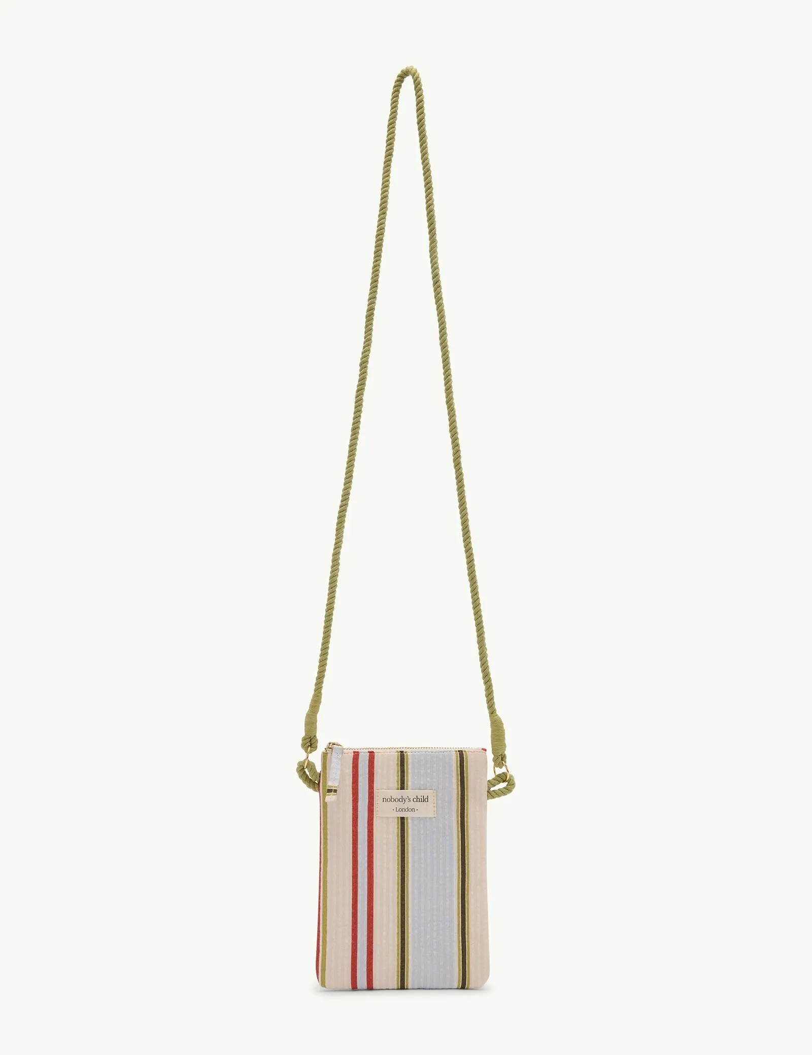 Cream Striped Phone Pouch sold by Nobody's Child