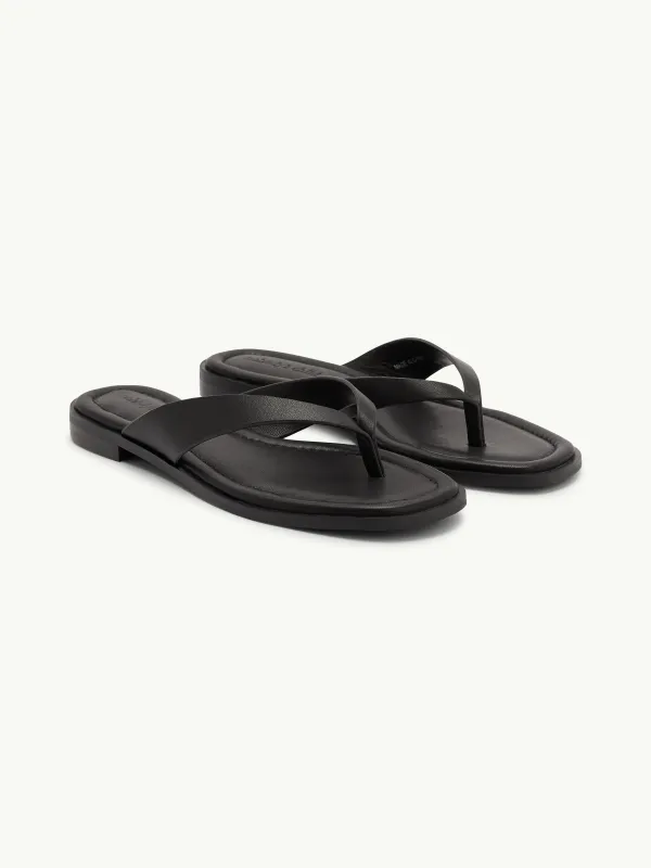 Black Leather Flip Flops made by Nobody's Child
