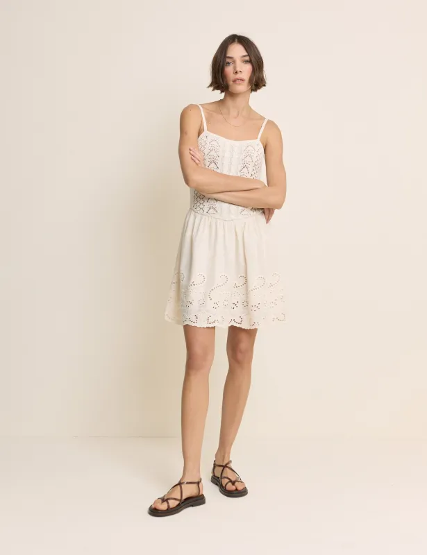 White Crochet Broderie Anglaise Mini Dress made by Nobody's Child