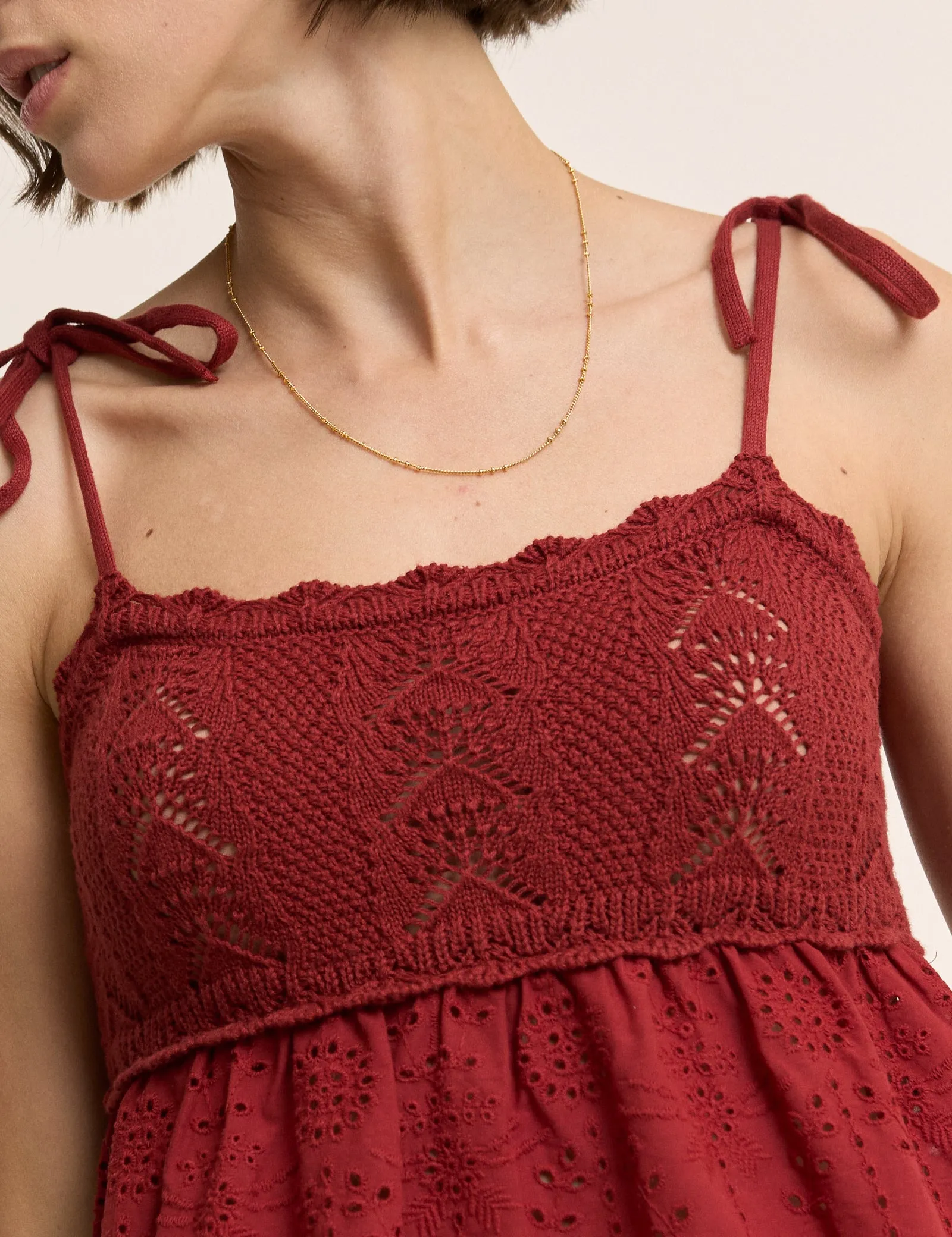 Red Crochet Broderie Anglaise Cami Top sold by Nobody's Child product image thumbnail 2