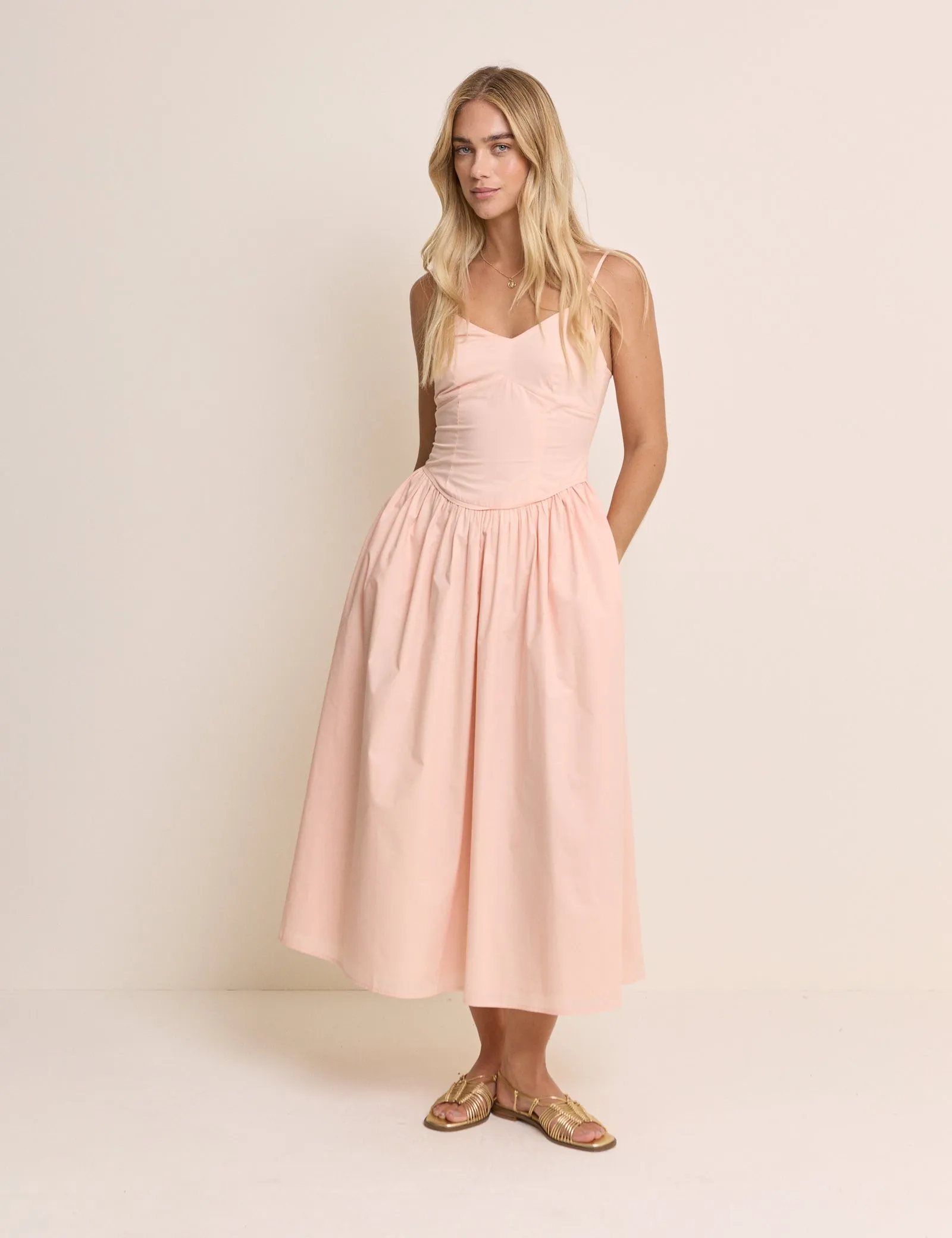 Coral Pink Renley Midi Dress sold by Nobody's Child