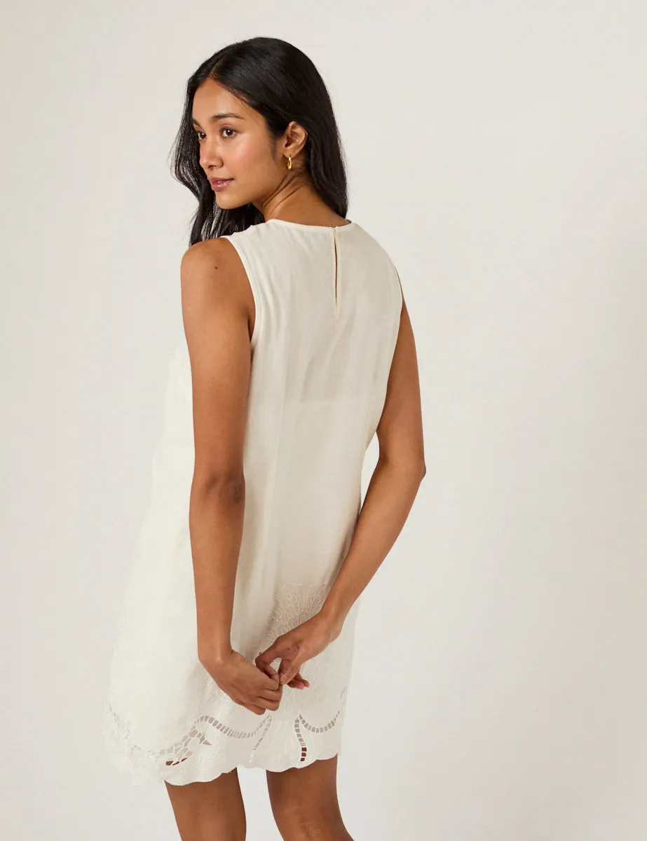 White Floral Embroidered Sonia Mini Dress sold by Nobody's Child product image thumbnail 5