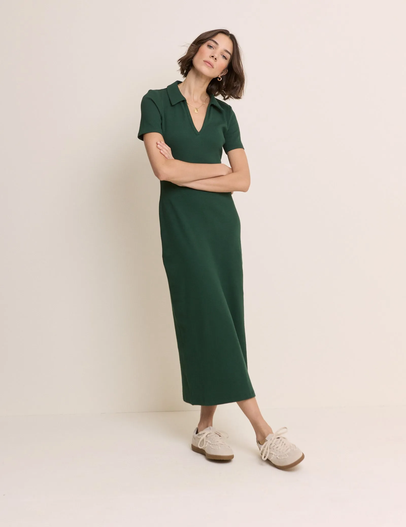Green Clarey Polo Jersey Midi Dress sold by Nobody's Child product image thumbnail 3