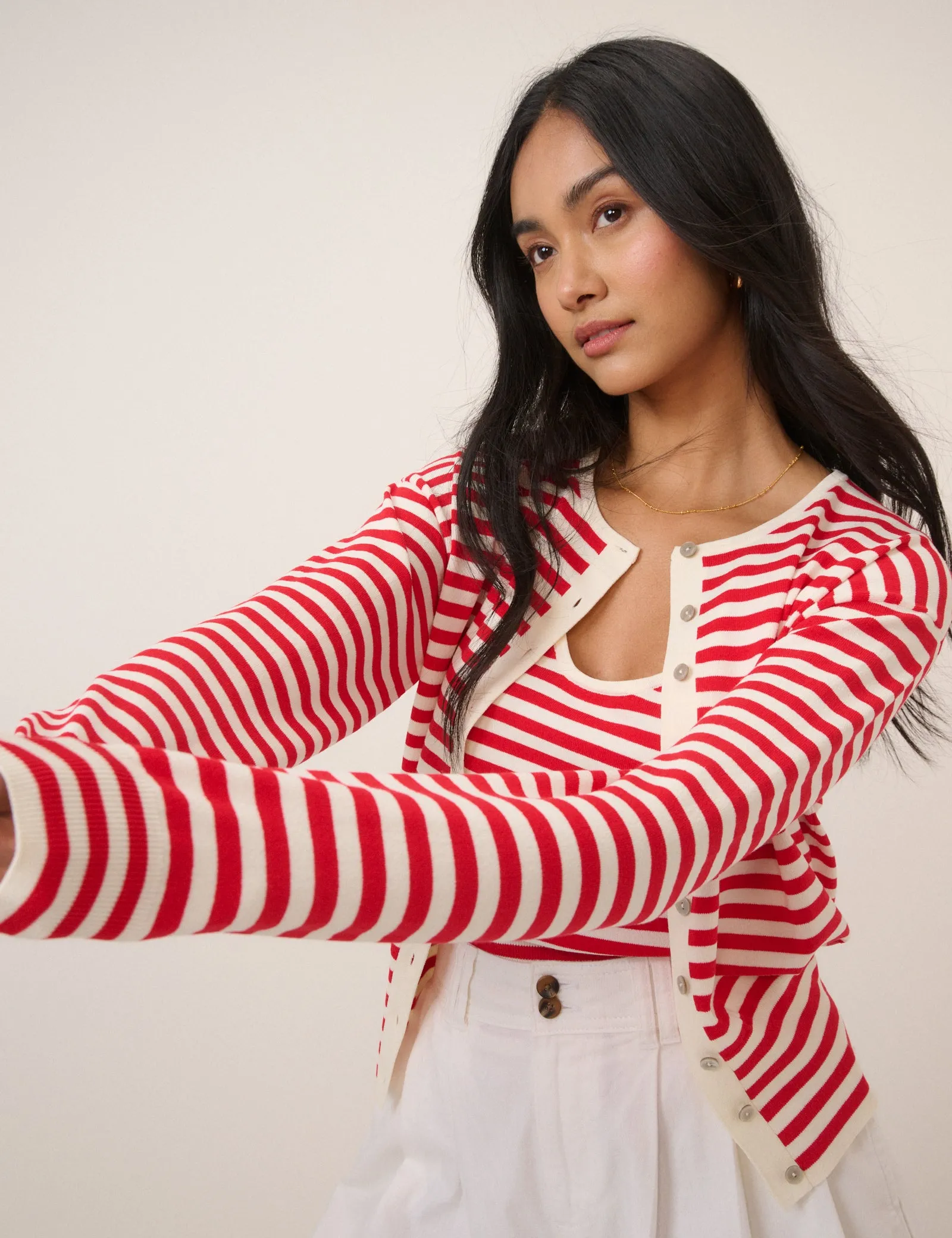 Red Striped Waisted Stripe Vest sold by Nobody's Child product image thumbnail 2