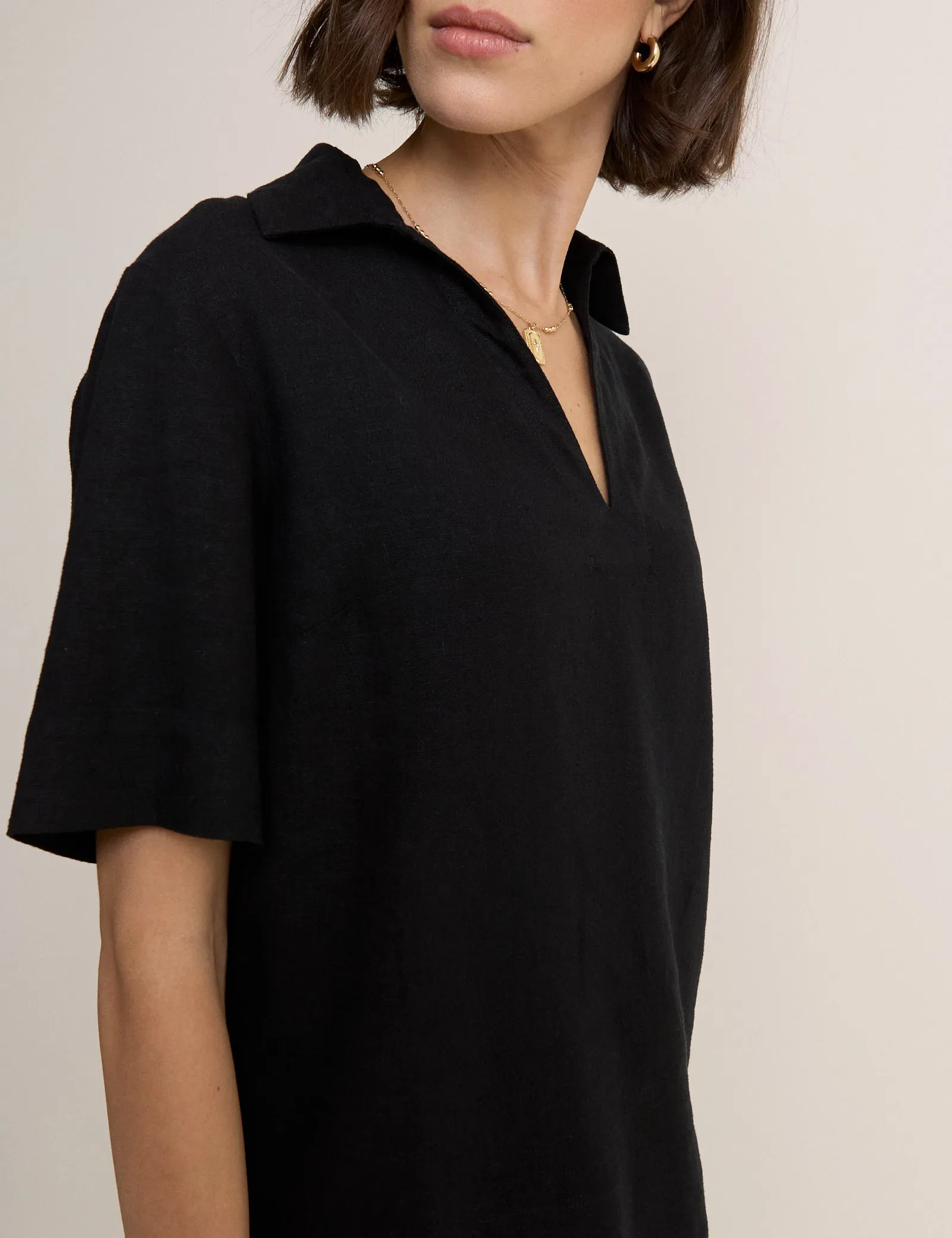 Gale Collared Linen-Blend T-Shirt sold by Nobody's Child product image thumbnail 4