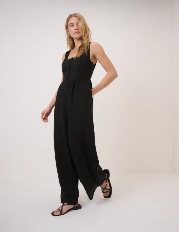 Black Square Neck Cora Jumpsuit made by Nobody's Child