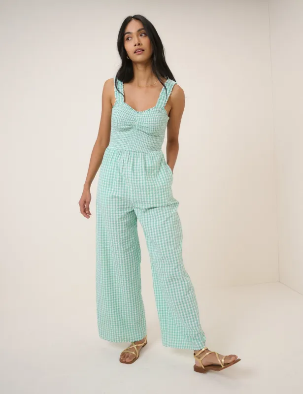 Mint Green Gingham Helena Jumpsuit sold by Nobody's Child