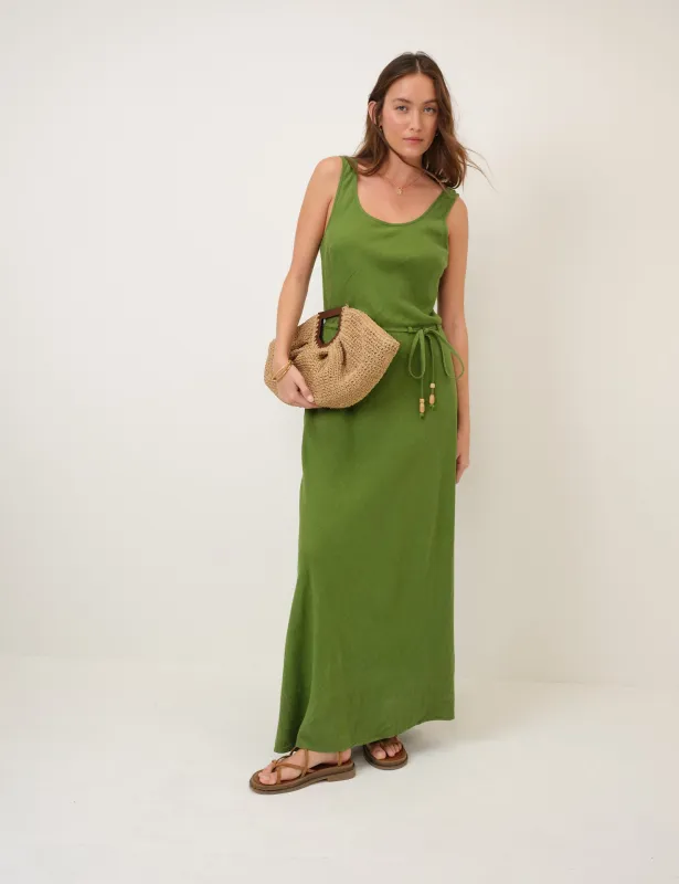 Green Linen-Blend Malia Maxi Dress made by Nobody's Child