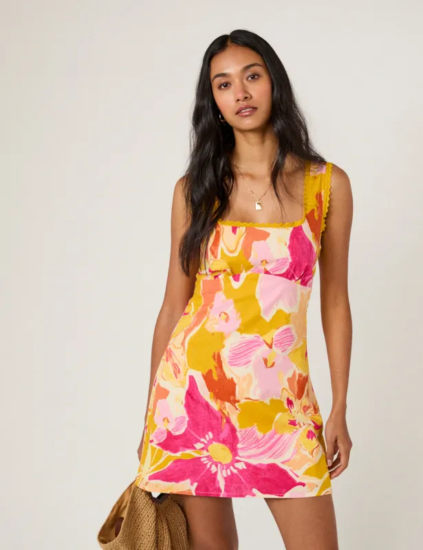 Yellow Floral Ciara Mini Dress sold by Nobody's Child