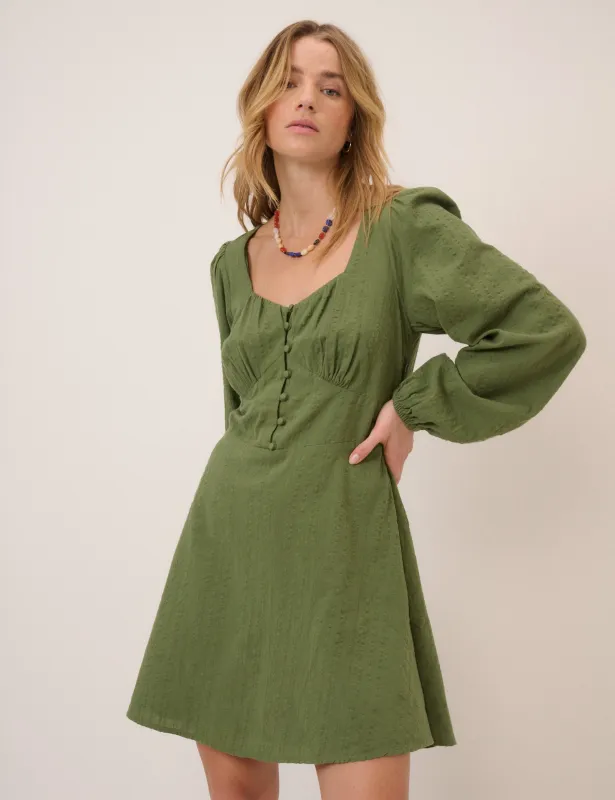 Green Long Sleeve Melody Mini Dress made by Nobody's Child