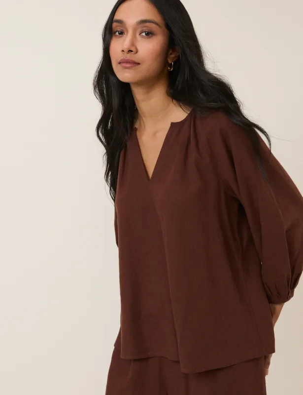 Brown Linen-blend Blouse sold by Nobody's Child