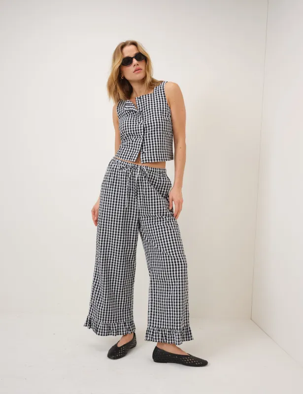 Black Gingham Wide Leg Trousers made by Nobody's Child