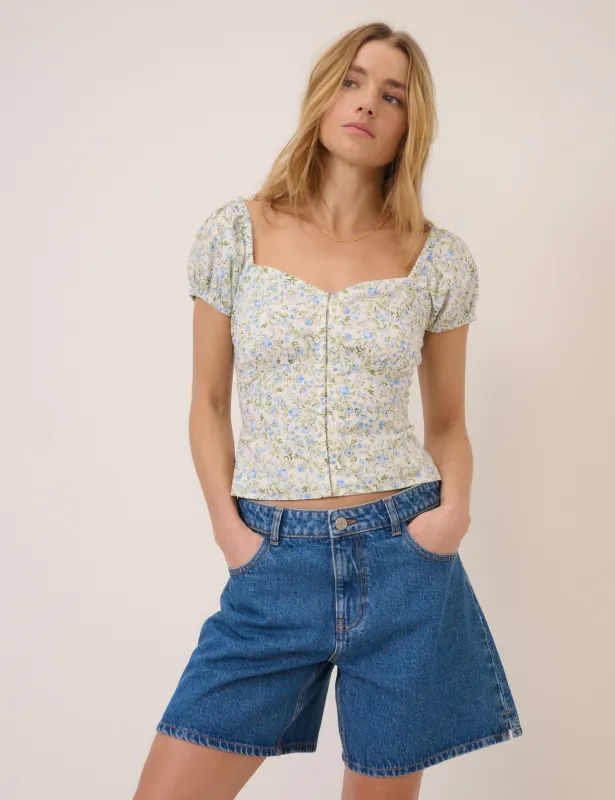 White Floral Sweetheart Neck made by Nobody's Child