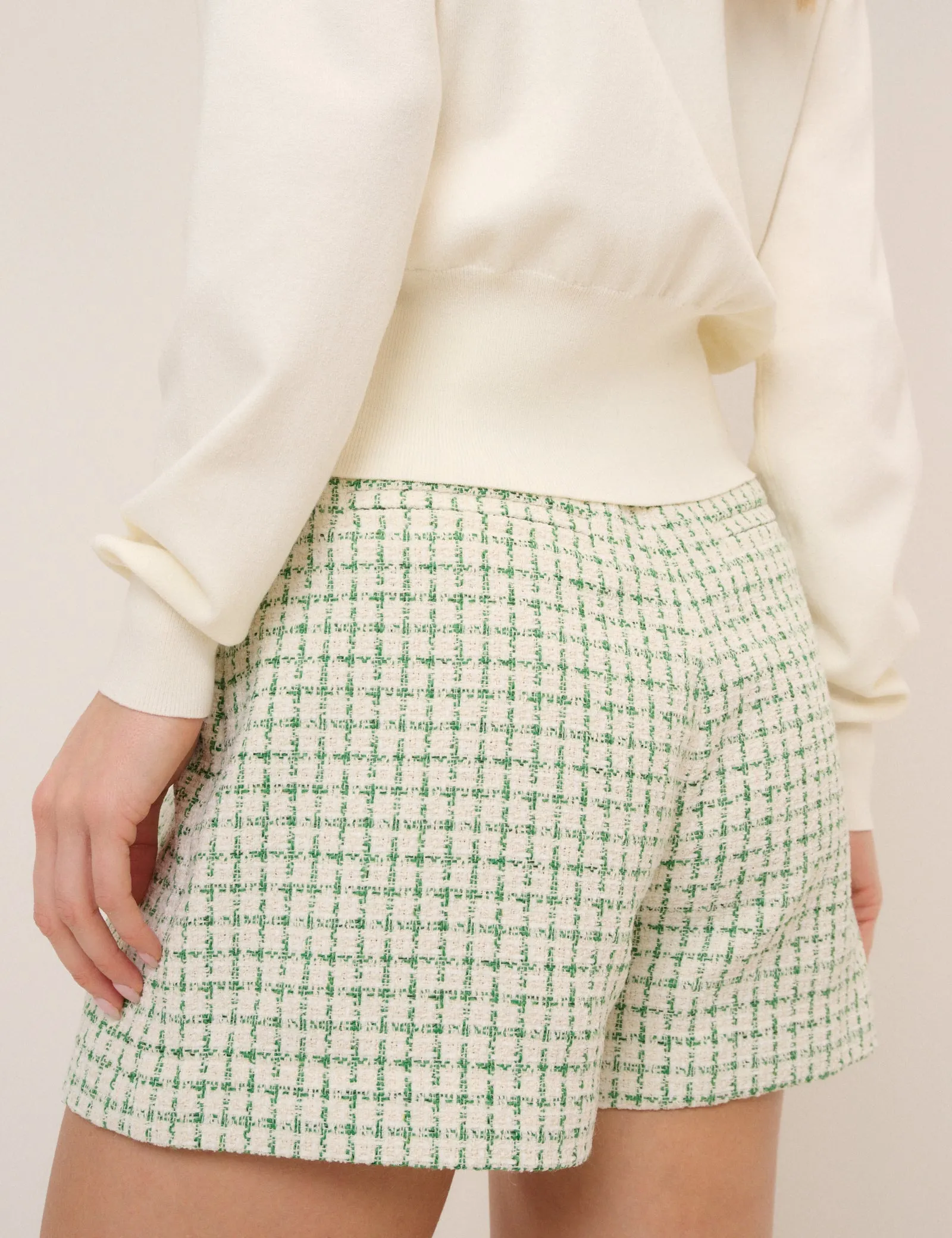 Green Check Boucle Tailored Shorts sold by Nobody's Child product image thumbnail 5