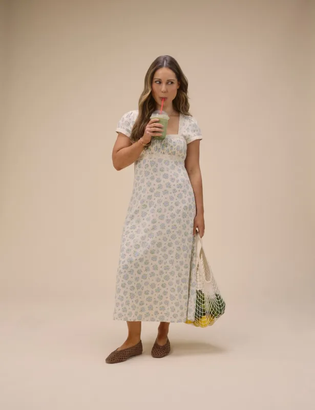 Blue Ditsy Floral Charlotte Midi Dress sold by Nobody's Child