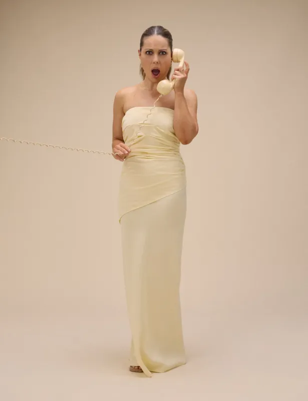 Butter Yellow Bandeau Kiva Maxi Dress made by Nobody's Child