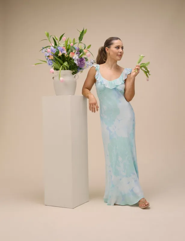 Blue Floral Chiffon Logan Maxi Dress made by Nobody's Child