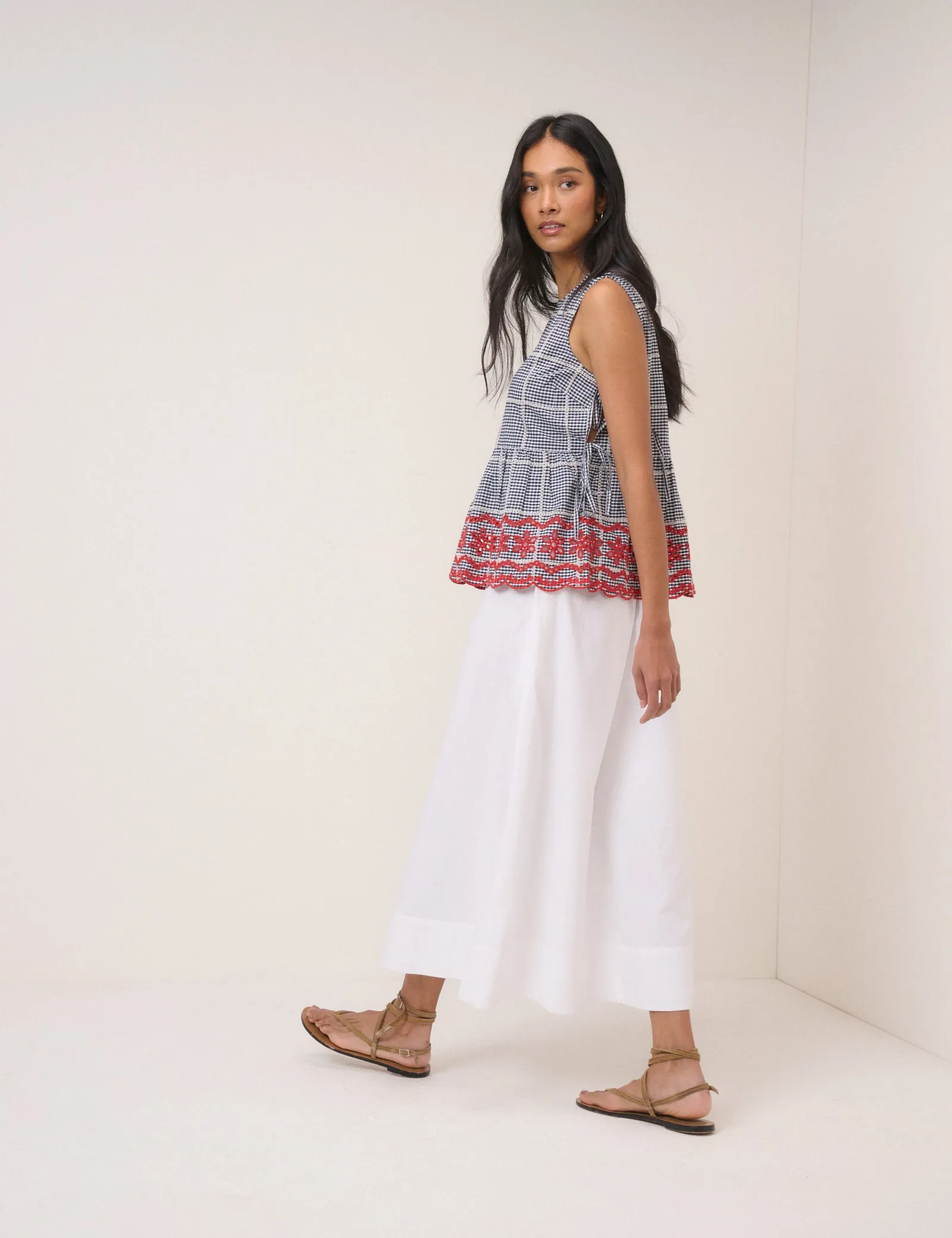 Black Gingham Embroidered Top sold by Nobody's Child product image thumbnail 3