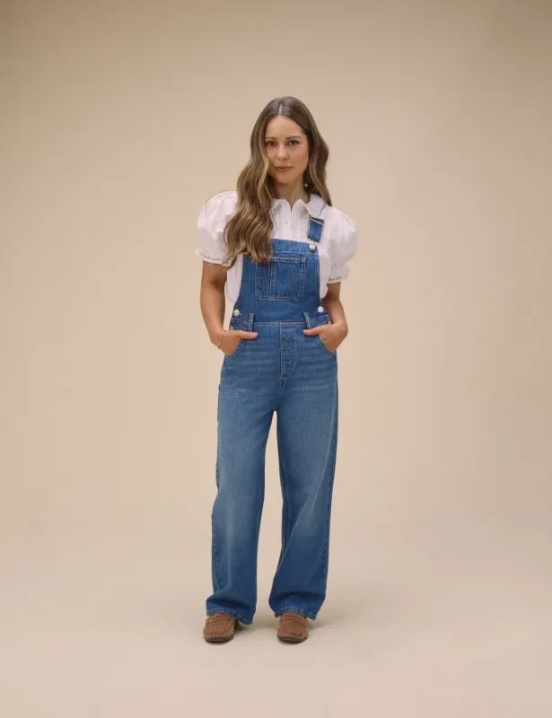 Mid Blue Denim Straight Leg Dungarees made by Nobody's Child