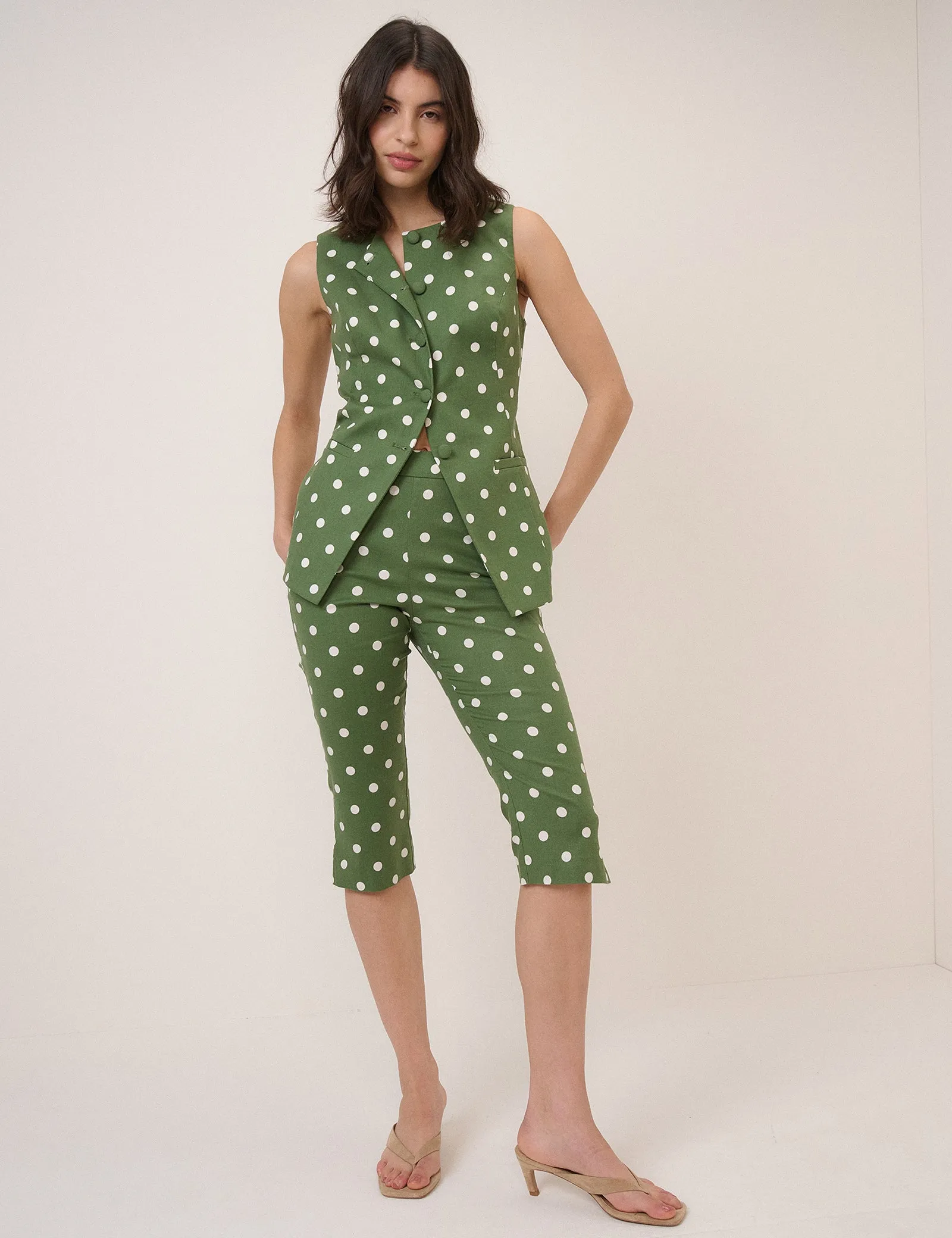 Green Polka Dot Capri Trousers sold by Nobody's Child product image thumbnail 3