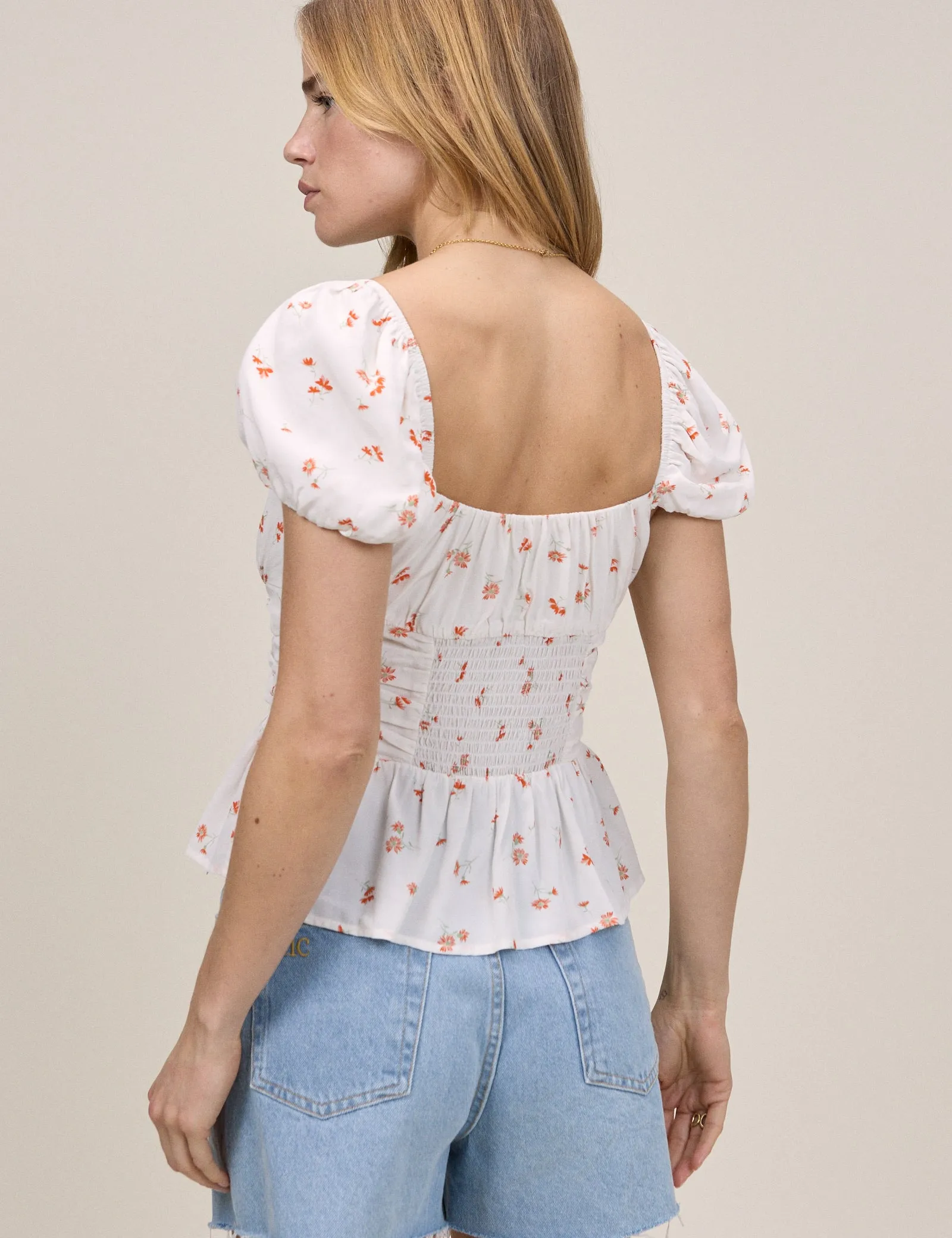 White Floral Ruched Top sold by Nobody's Child product image thumbnail 5