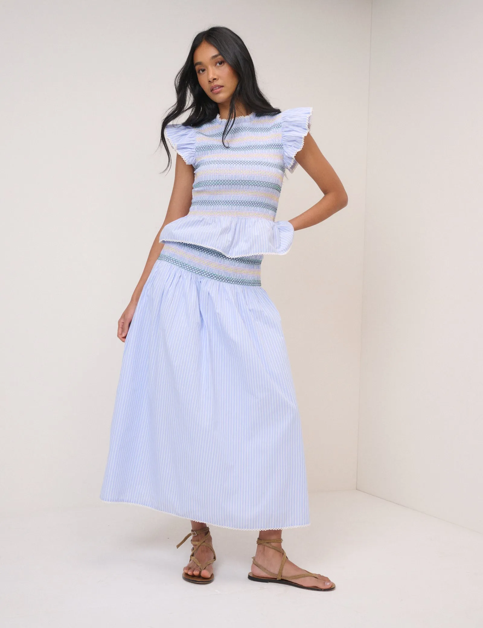 Blue Striped Shirred Top sold by Nobody's Child product image thumbnail 5