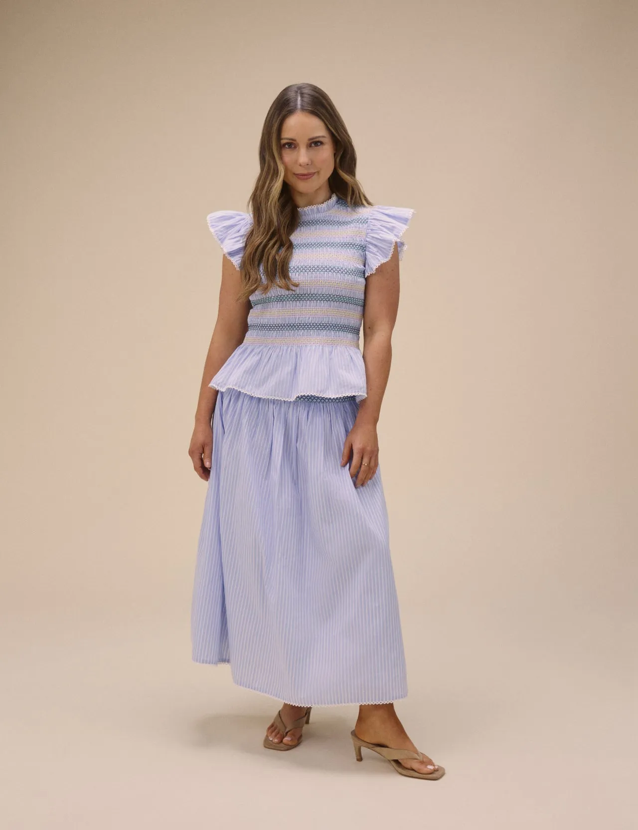 Blue Striped Shirred Top sold by Nobody's Child product image thumbnail 2