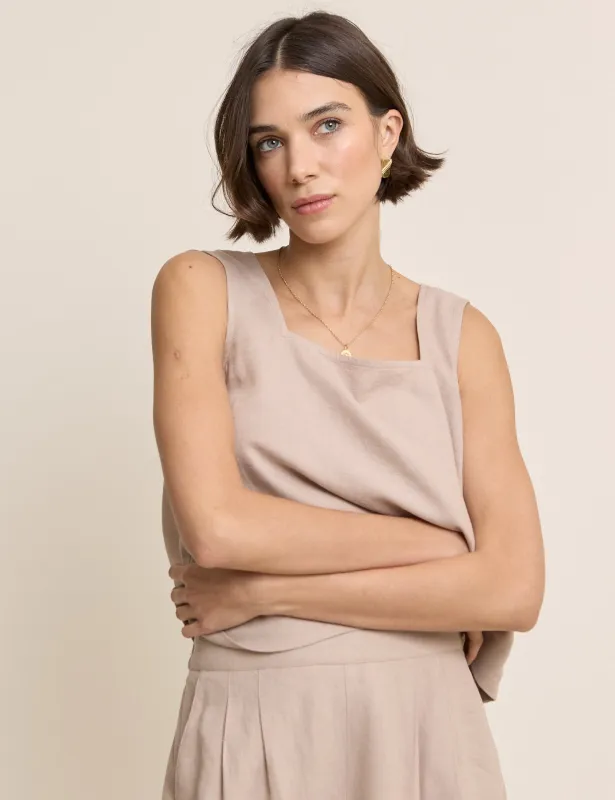 Beige Linen-blend Top made by Nobody's Child