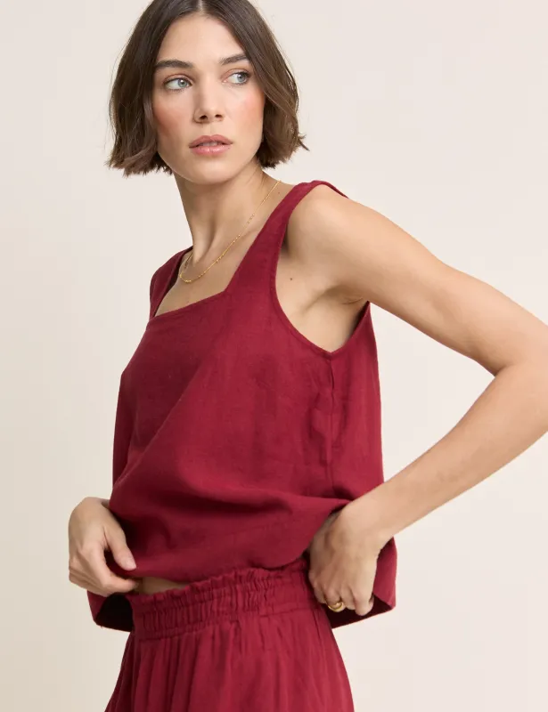 Red Linen-Blend Swing Top made by Nobody's Child