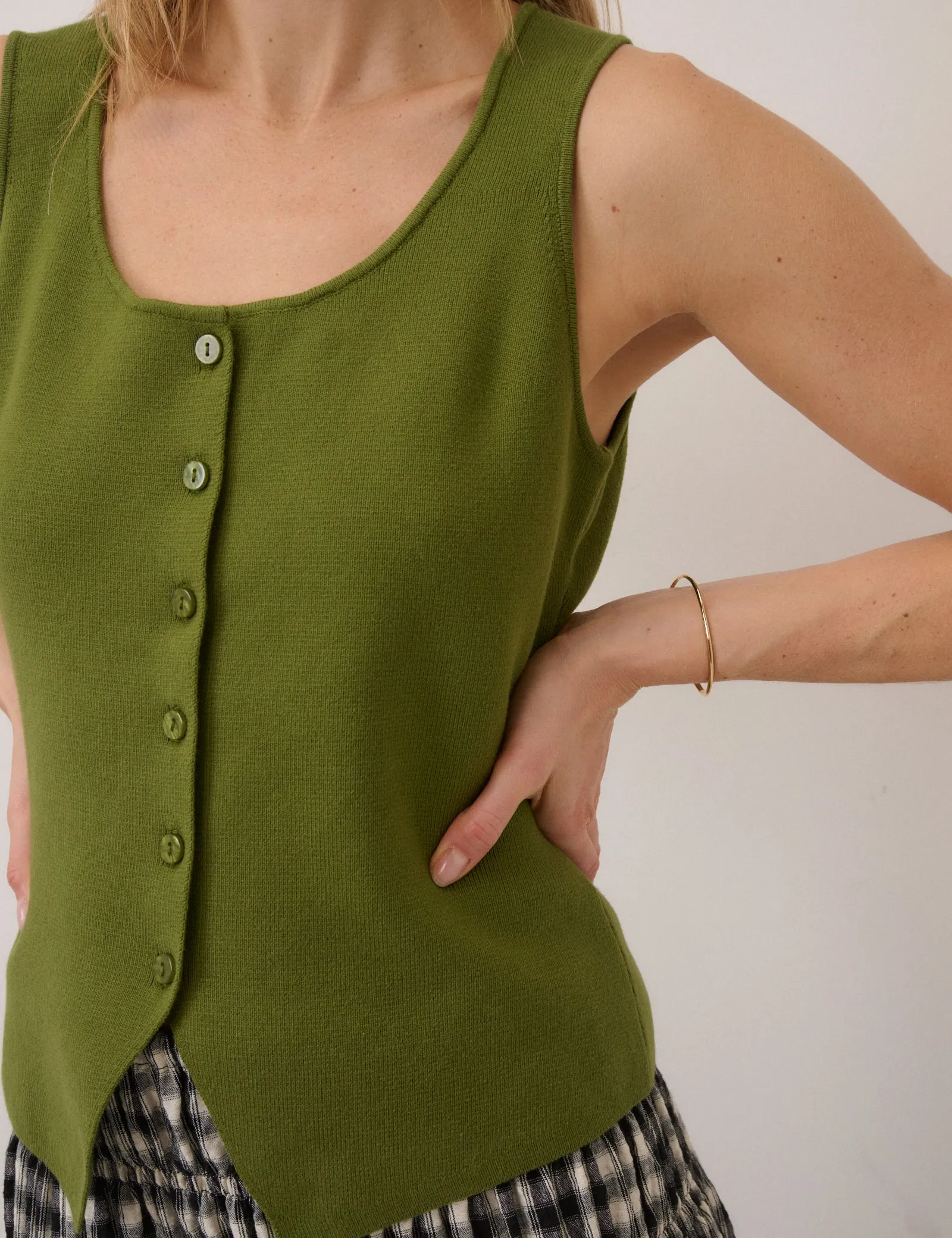 Green Scoop Neck Waistcoat sold by Nobody's Child product image thumbnail 2