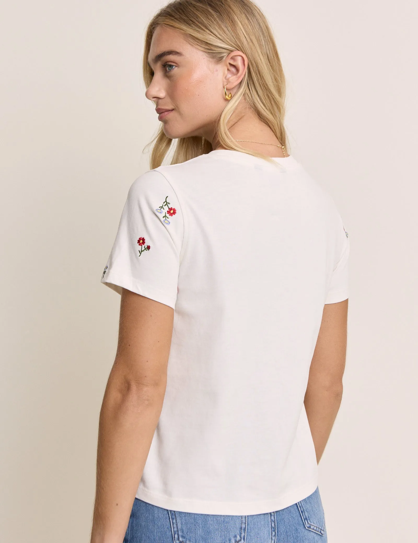 White Floral Embroidered T-Shirt sold by Nobody's Child product image thumbnail 5
