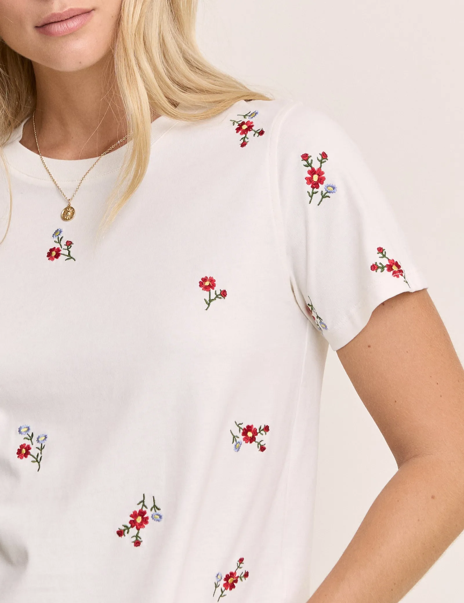 White Floral Embroidered T-Shirt sold by Nobody's Child product image thumbnail 2