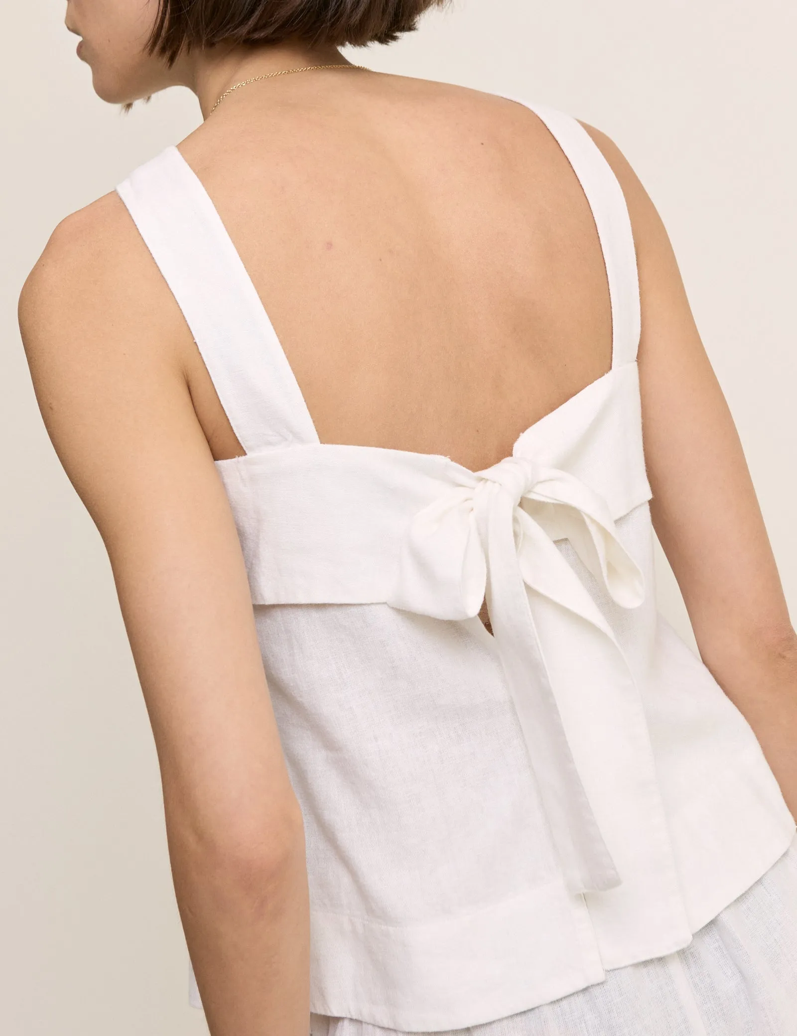 White Tie Back Linen-Blend Tank Top sold by Nobody's Child product image thumbnail 2