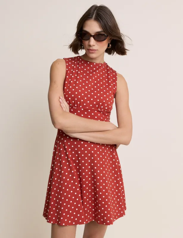 Red Polka Dot Jersey Sleeveless Tate Mini Dress made by Nobody's Child