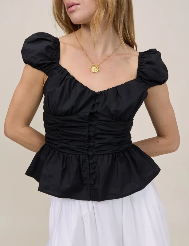 Black Caia Ruched Top sold by Nobody's Child