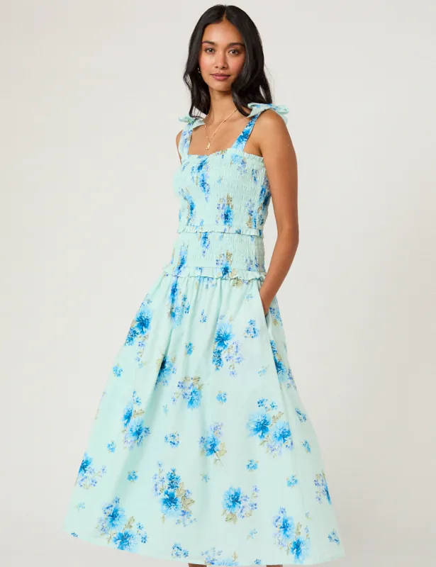 Blue Floral Andrea Midi Dress made by Nobody's Child