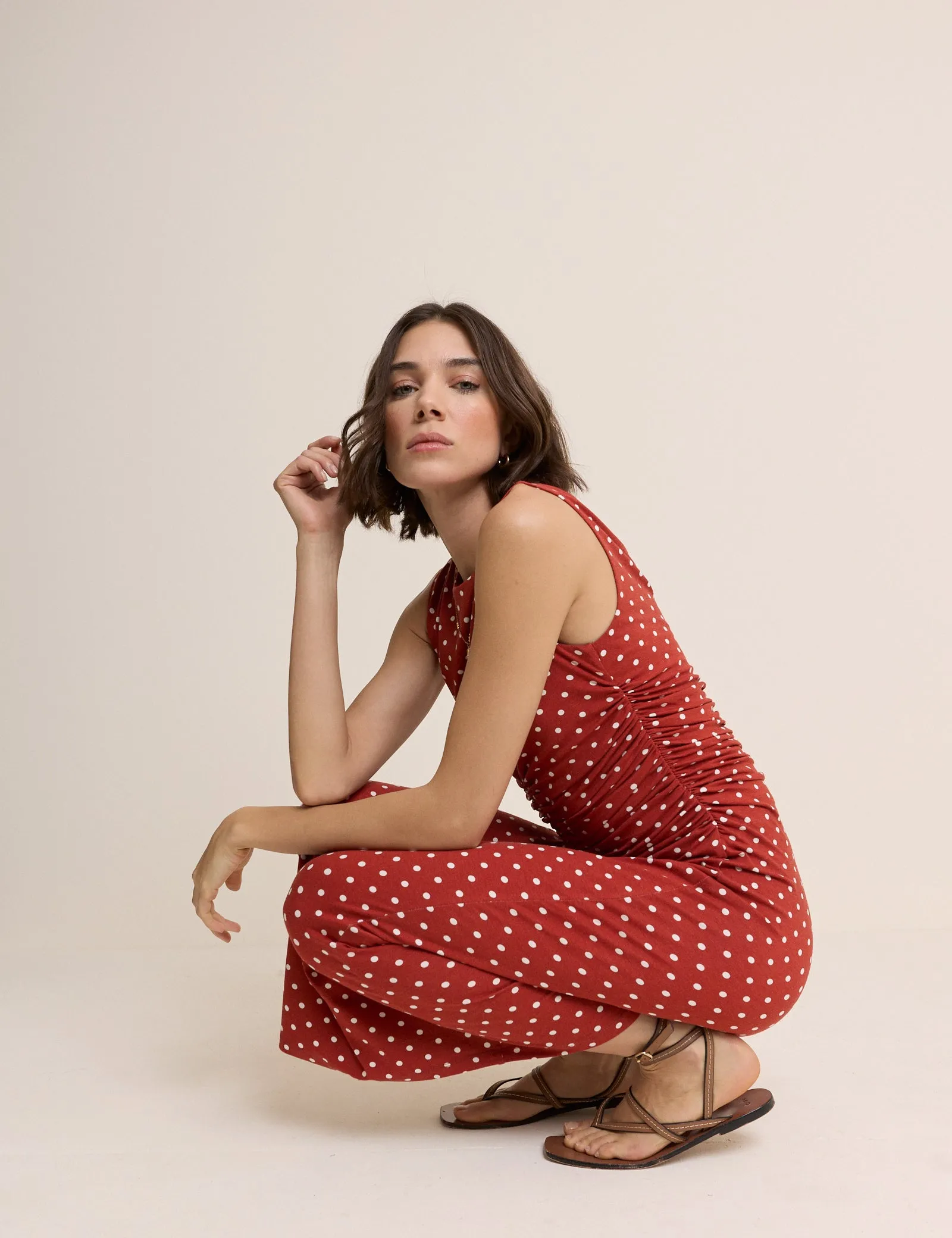 Red Polka Dot Jennifer Jersey Midi Dress sold by Nobody's Child product image thumbnail 5
