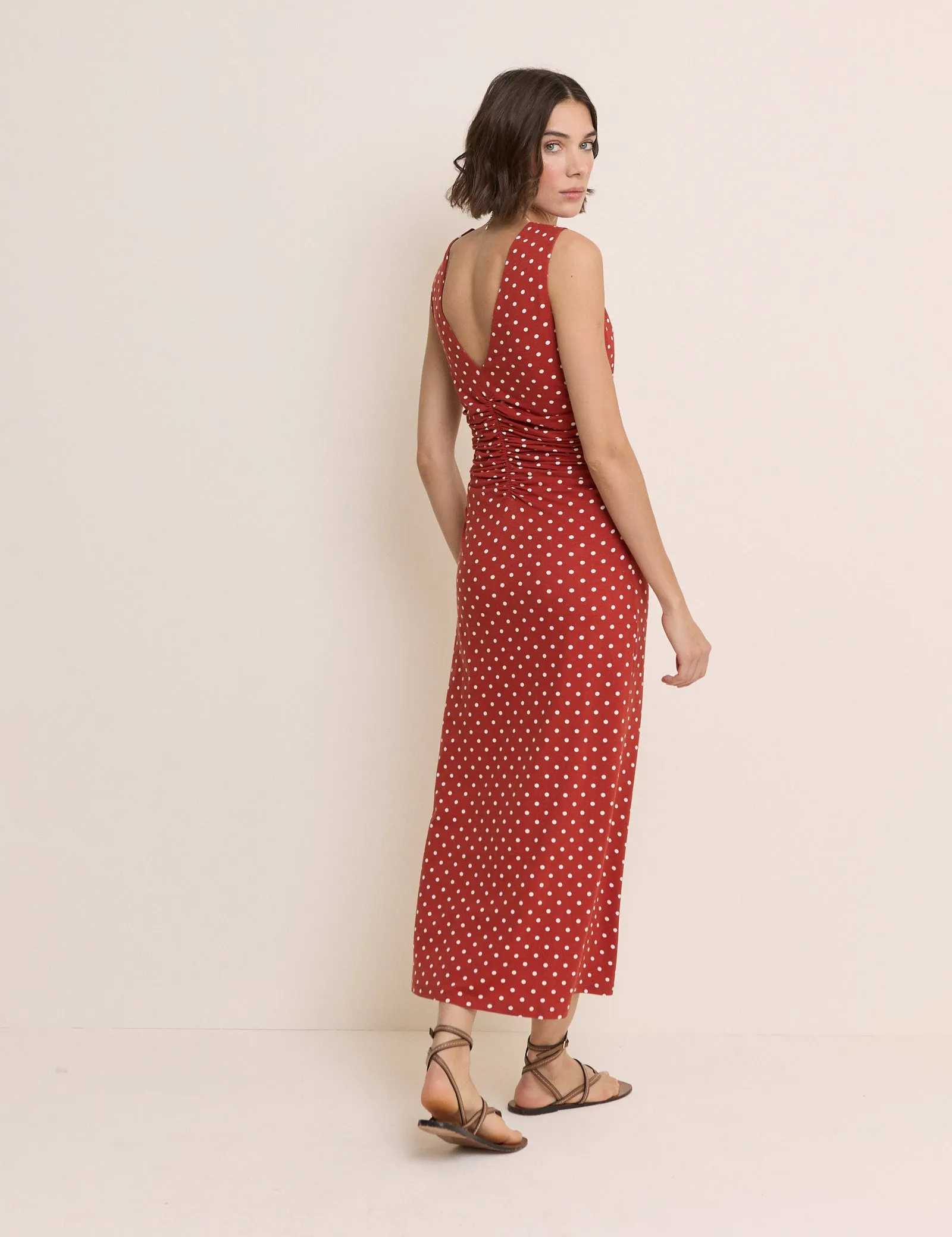 Red Polka Dot Jennifer Jersey Midi Dress sold by Nobody's Child product image thumbnail 4