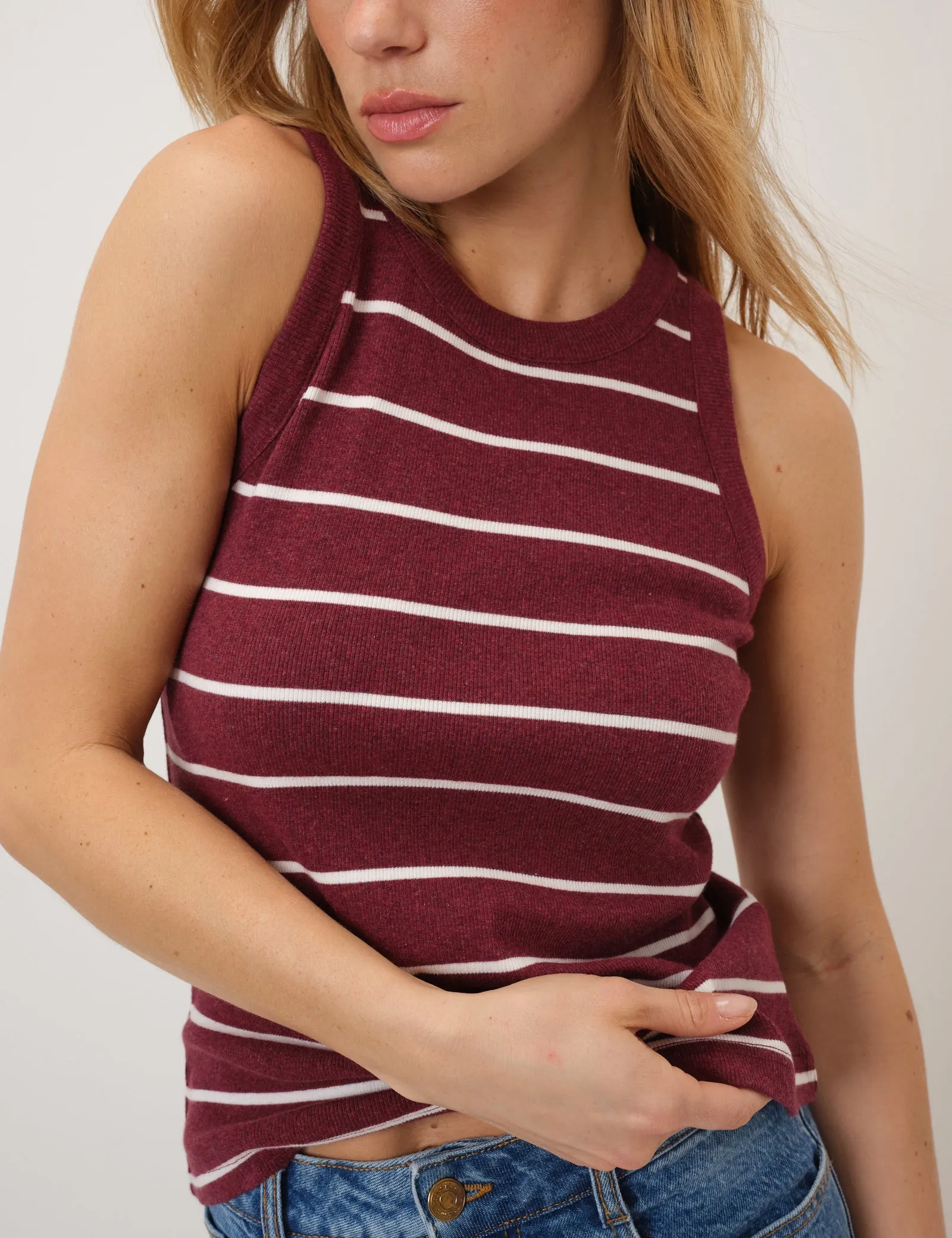 Burgundy Striped Racer Vest sold by Nobody's Child
