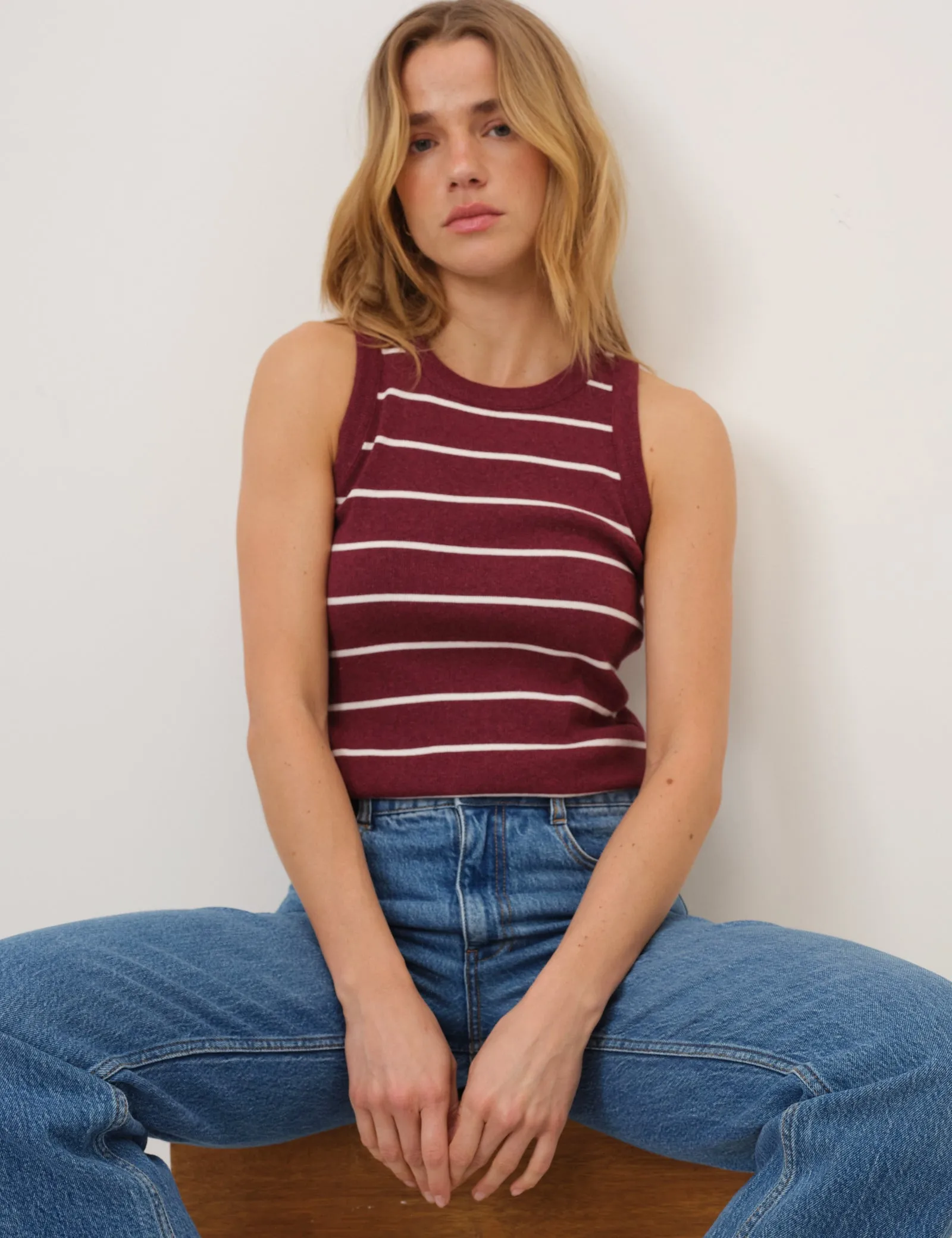 Burgundy Striped Racer Vest sold by Nobody's Child product image thumbnail 2