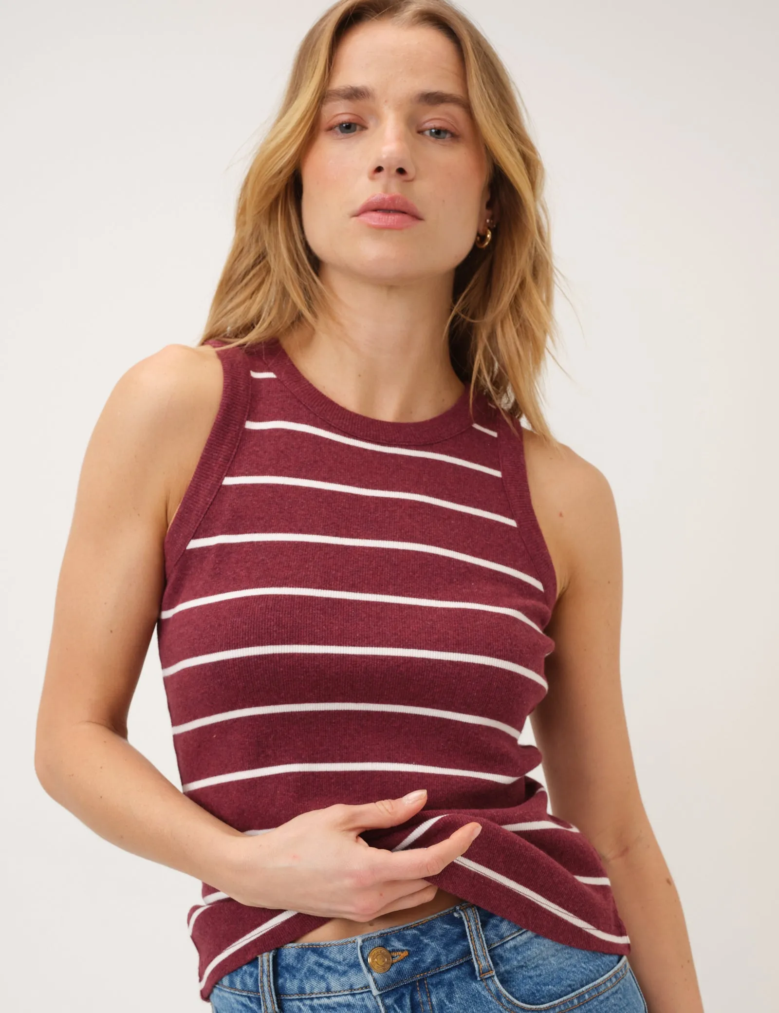 Burgundy Striped Racer Vest sold by Nobody's Child product image thumbnail 3