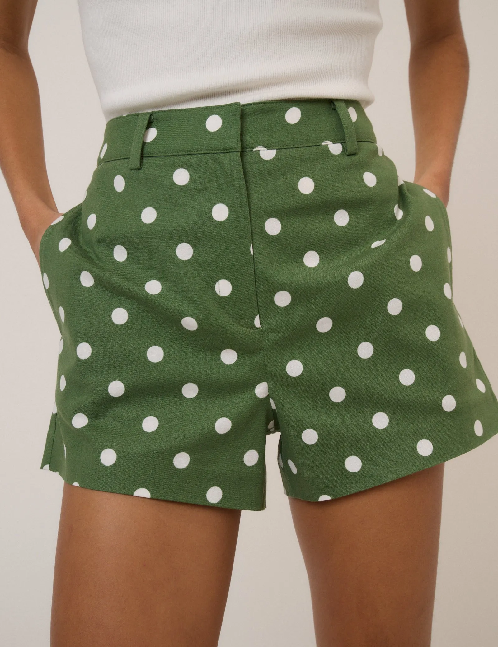 Green Polka Dot Tailored Shorts sold by Nobody's Child product image thumbnail 4