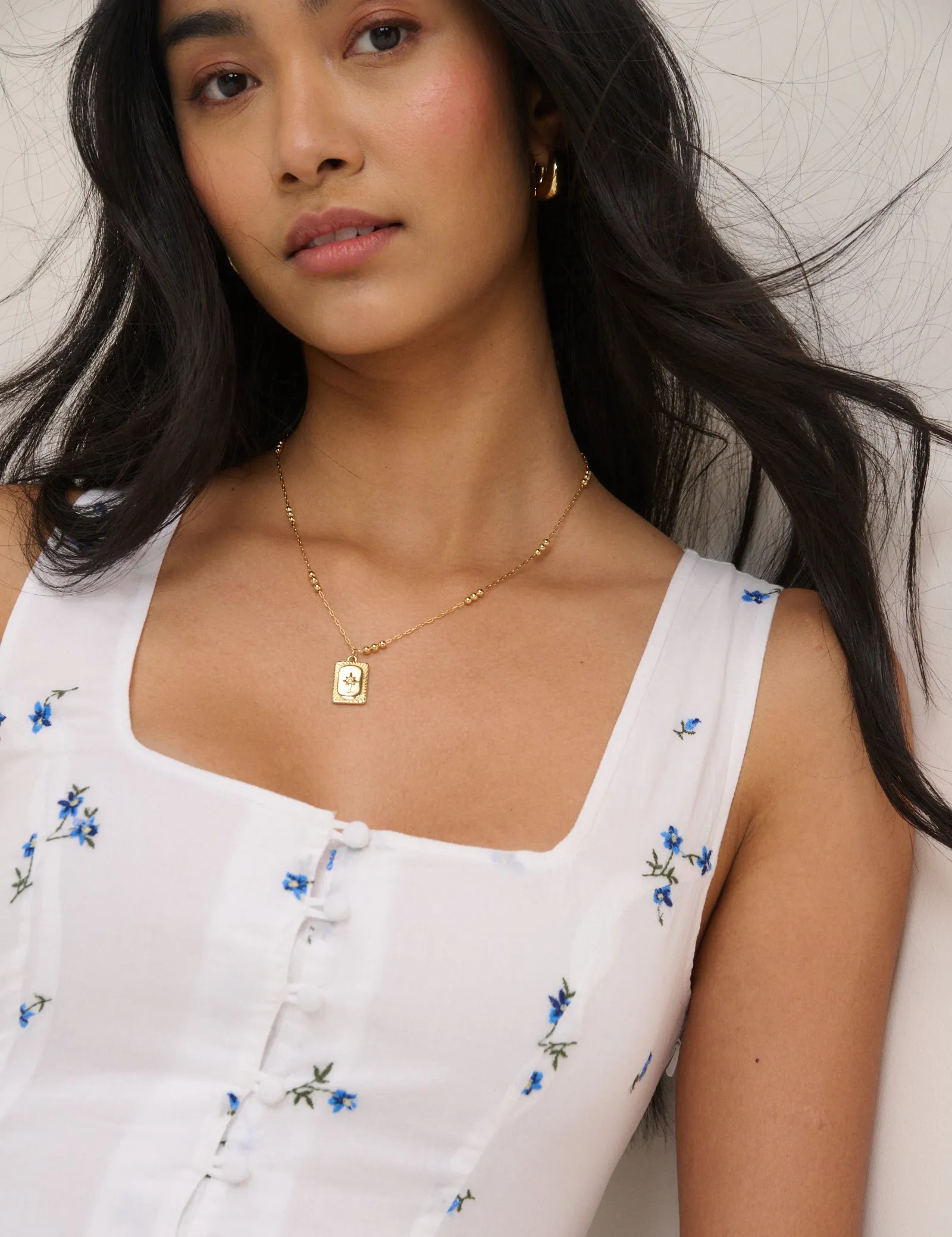 White Floral Drop Waist Cora Midi Dress sold by Nobody's Child product image thumbnail 2