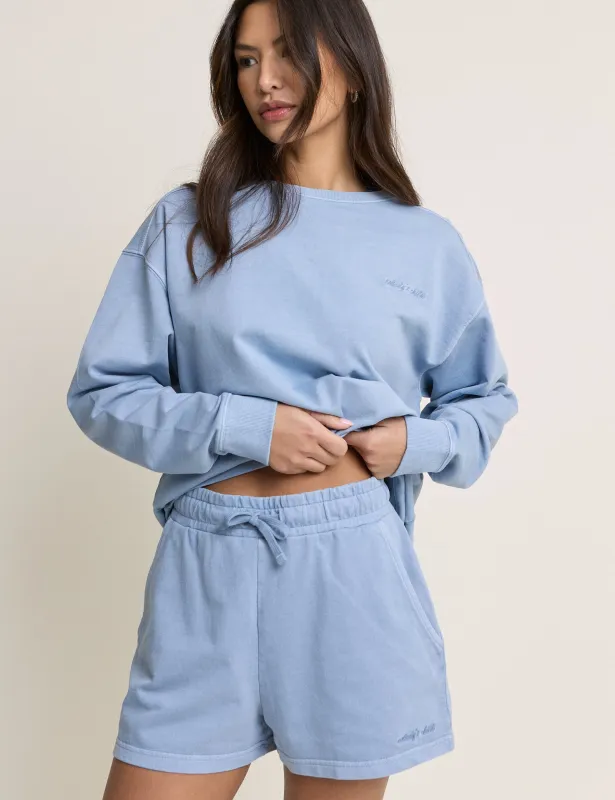 Light Blue Relaxed Fit Sweat Shorts sold by Nobody's Child