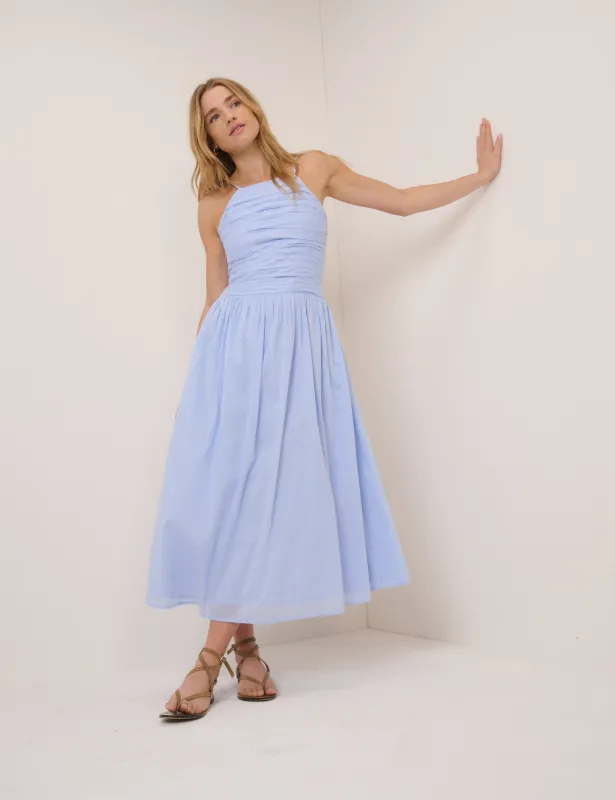 Blue Drop Waist Talia Midi Dress made by Nobody's Child