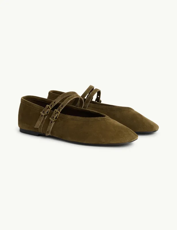 Green Suede Ballet Flats made by Nobody's Child