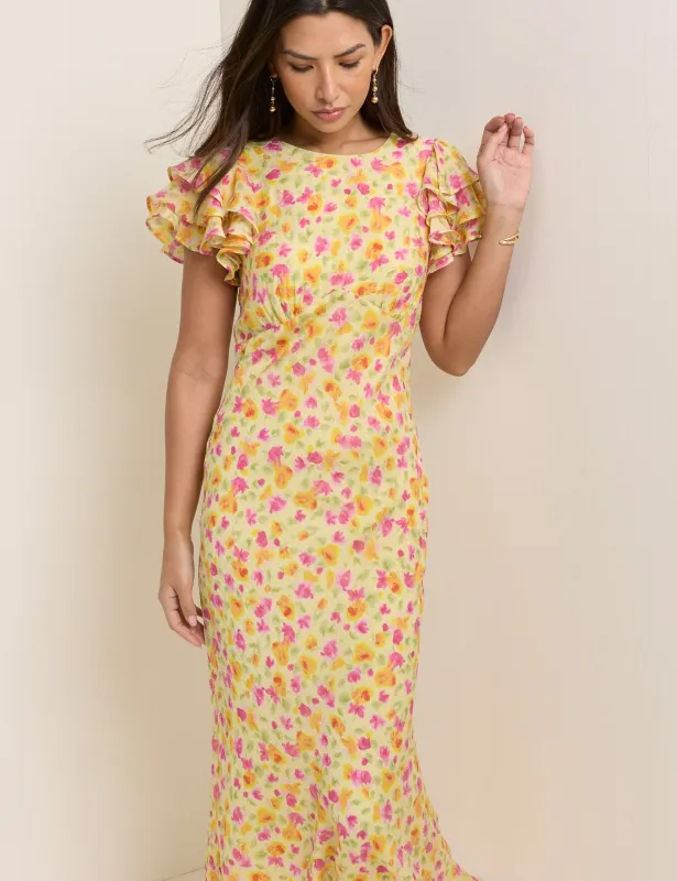Yellow Floral Lola Midi Dress made by Nobody's Child