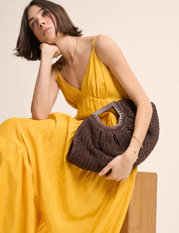 Brown Raffia Clutch Bag made by Nobody's Child